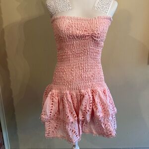 Pink Strapless Ruffle Dress